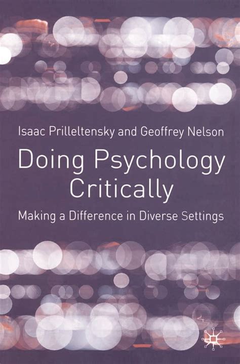 doing psychology critically making a difference in diverse settings Epub