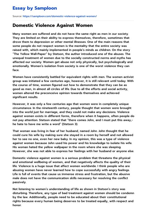 domestic violence paper sample Epub