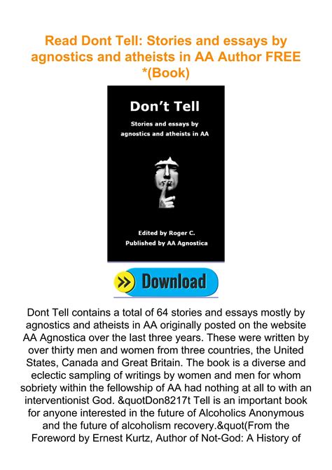 dont tell stories and essays by agnostics and atheists in aa Epub