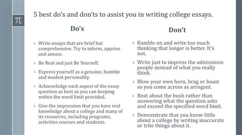dos and don'ts of college essays