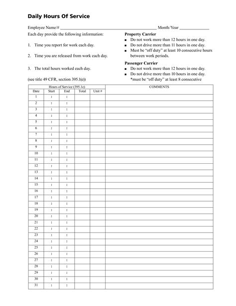 dot hours of service spreadsheet Doc