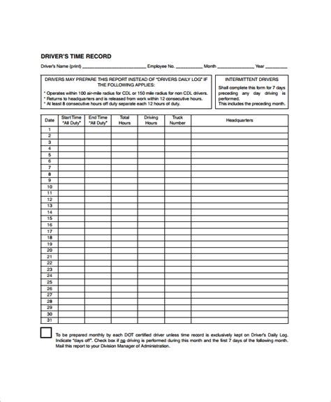 dot log book template PDF