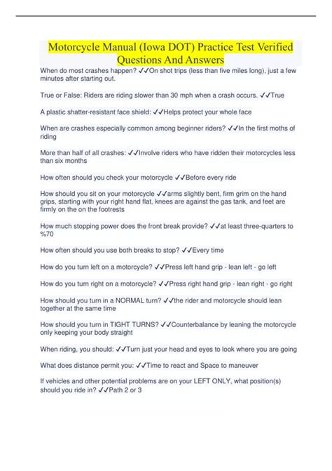 dot motorcycle test answers Reader