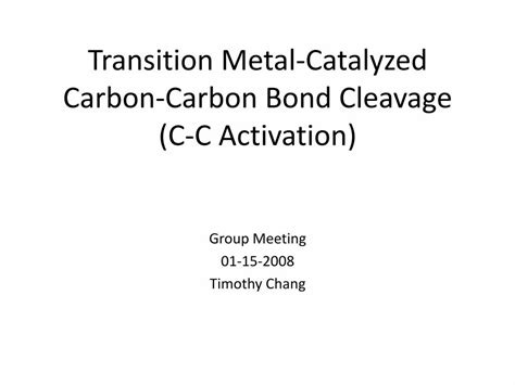 download cleavage carbon carbon single transition metals Epub