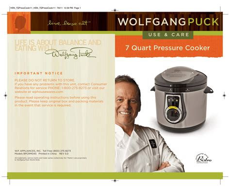 download pdf wolfgang puck bistro pressure cooker manual Kindle Editon