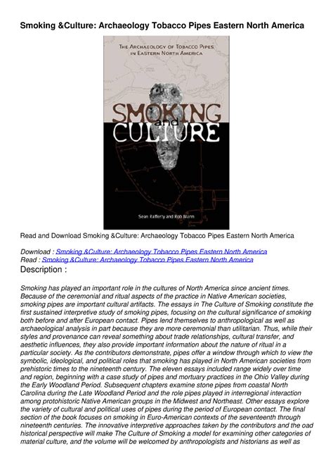 download smoking culture archaeology tobacco eastern Doc