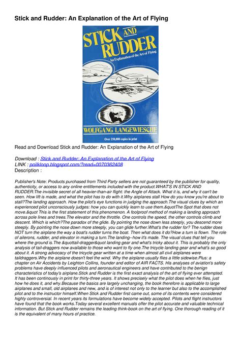 download stick and rudder an explanation of the art of flying pdf Reader