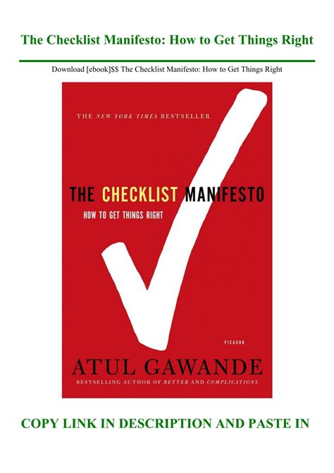 download the checklist manifesto how to get things right pdf Reader