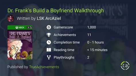 Dr Frank S Build A Boyfriend Walkthrough