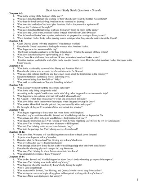 dracula study guide questions Doc