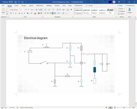 draw circuit diagrams in word Doc