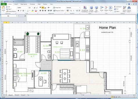 drawing a floor plan in excel Doc