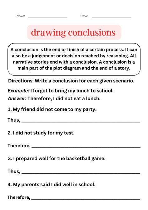 drawing conclusions free worksheet Doc