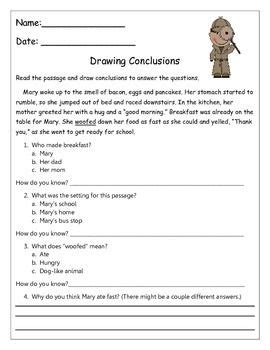drawing conclusions passages for 3rd grade Kindle Editon
