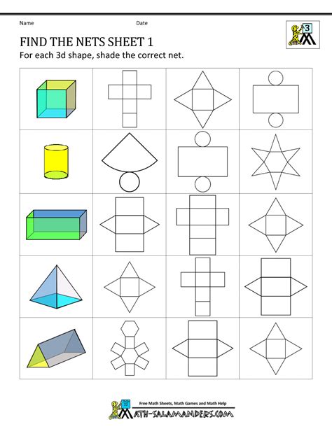 drawing nets of 3d shapes Doc