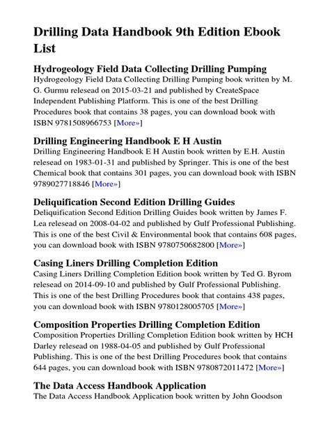 drilling data handbook 9th edition Ebook PDF