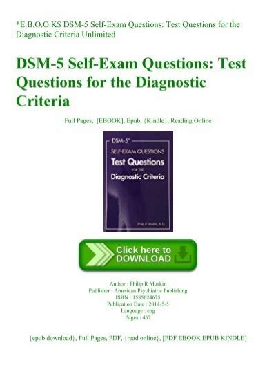 dsm 5 self exam questions test questions for the diagnostic criteria PDF