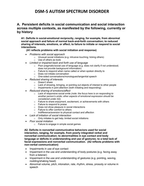 dsm v codes autism spectrum disorders Doc