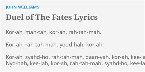 duel of fates lyrics