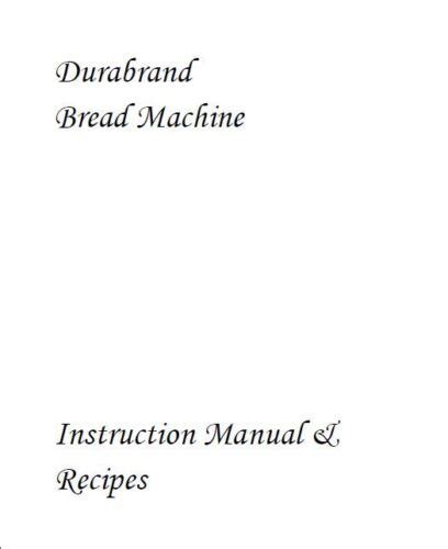 durabrand xbm1068 recipes user guide PDF