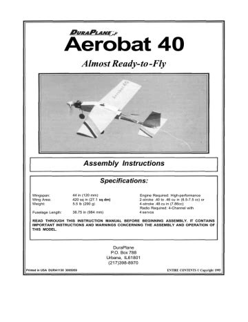 duraplane aerobat 40 user guide Kindle Editon