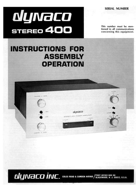 dynaco stereo 400 user guide PDF