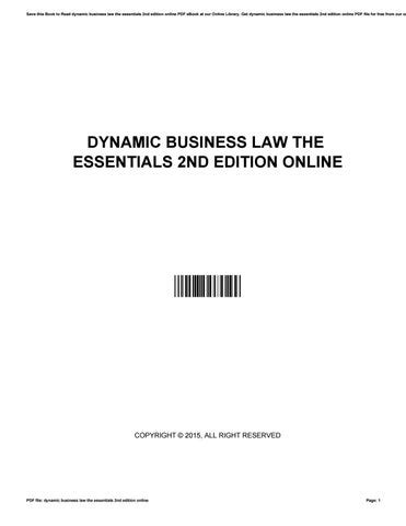 dynamic business law the essentials 2nd edition online PDF