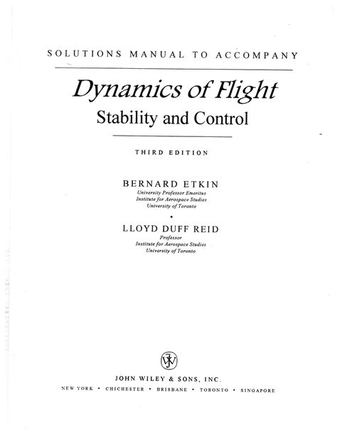 dynamics of flight stability and control solution manual Reader