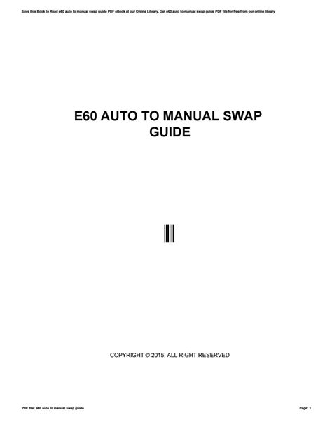 e60 auto to manual swap guide Doc