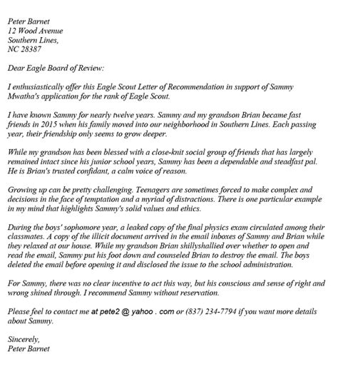 eagle scout recommendation letter sample from a teacher Reader