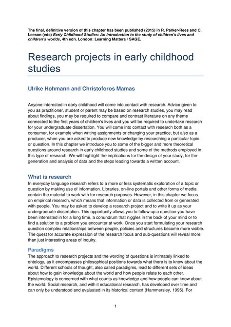 early childhood research papers Doc