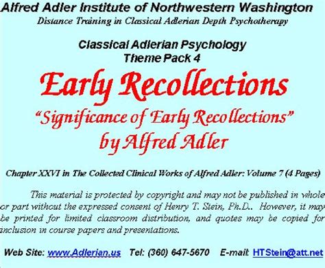 early recollections an adlerian view theme pack 4 on selected topics Epub