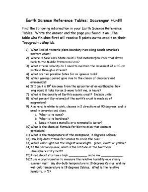 earth science reference table scavenger hunt answer key Epub