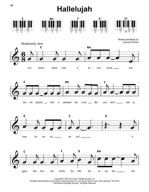 easy keyboard pop sheet music PDF