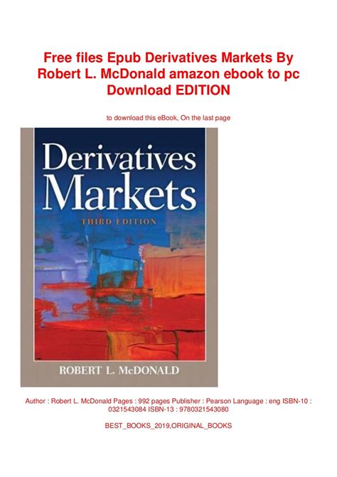 ebook mcdonald r l derivatives markets second edition 2006 addison wesley Epub