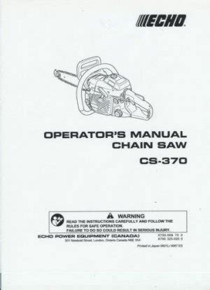 echo 370 chainsaw manual Epub