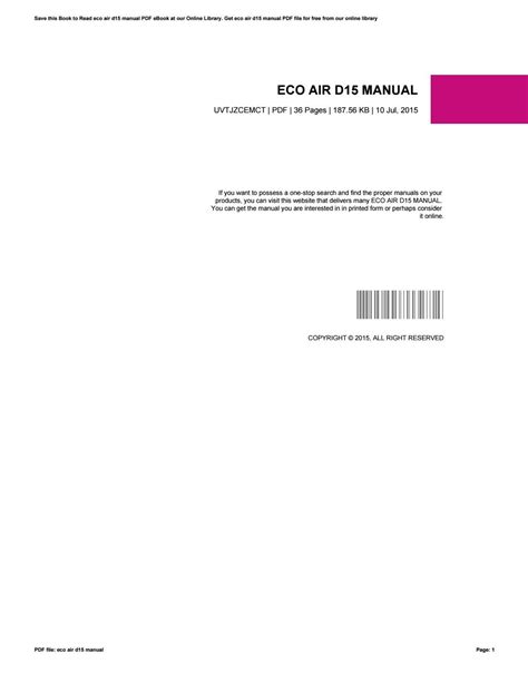 eco air d15 manual PDF