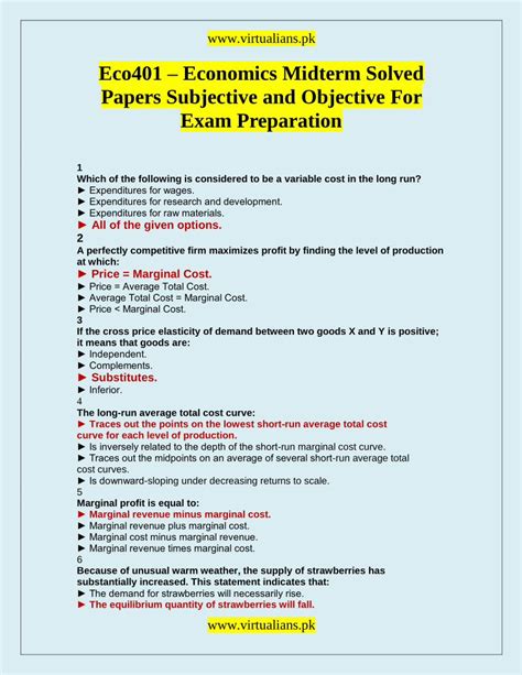 eco401 midterm subjective solved papers Reader