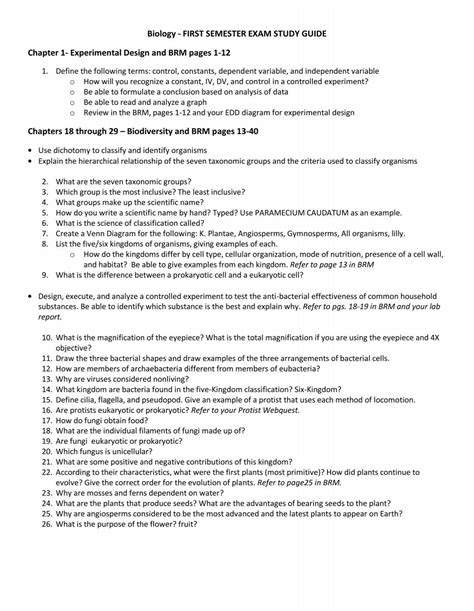 ecology semester exam study guide Reader