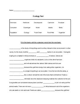 ecology test middle school Kindle Editon