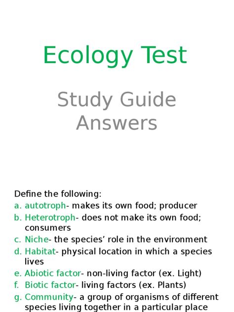 ecology test study guide Reader