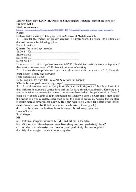 econ 213 problem set 3 liberty university Kindle Editon