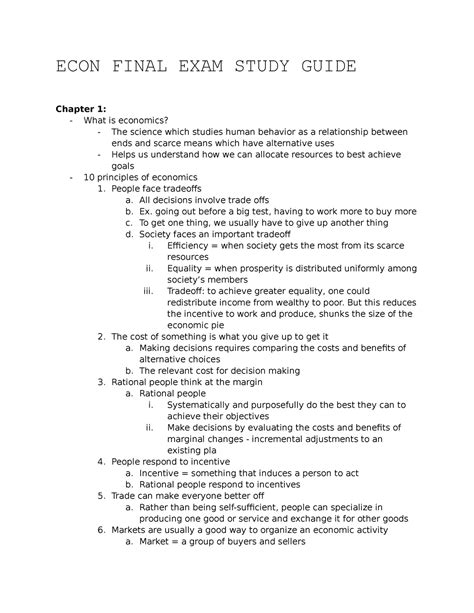 econ final study guide Doc