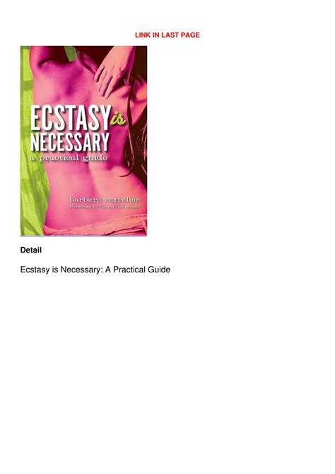 ecstasy is necessary a practical guide Reader