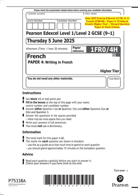 edexcel french june 2013 paper PDF