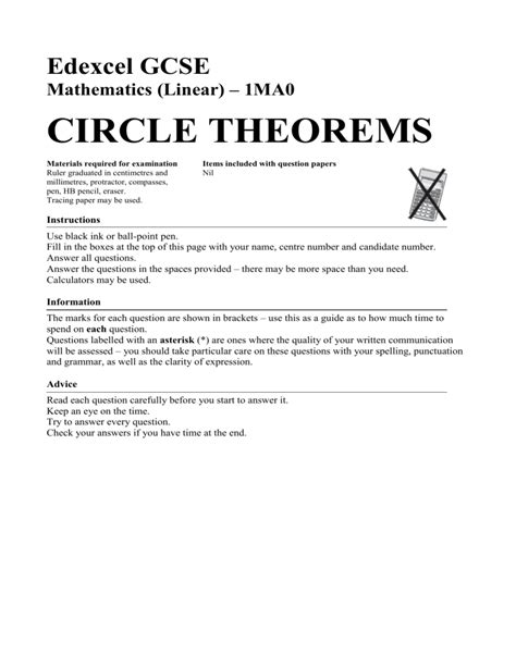 edexcel gcse mathematics linear 1ma0 circle theorems answers Epub