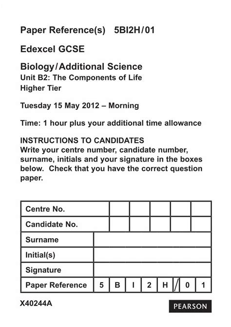 edexcel gcse science b2 sample paper mark scheme 2012 5bi2h 01 Epub