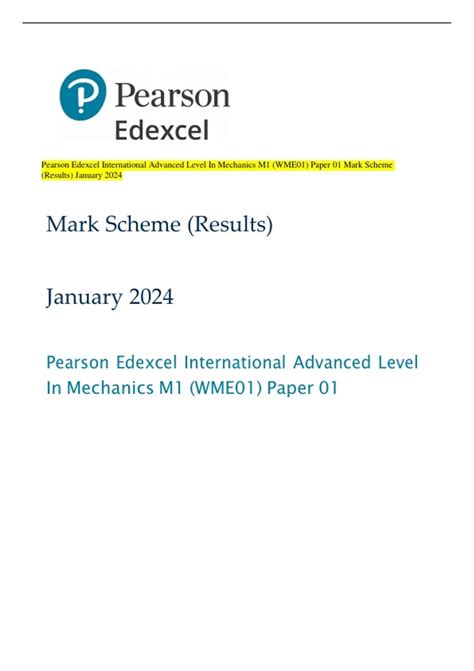 edexcel m1 mock paper mark scheme Doc