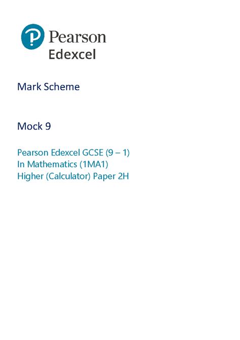 edexcel maths january 2014paper mark scheme Reader