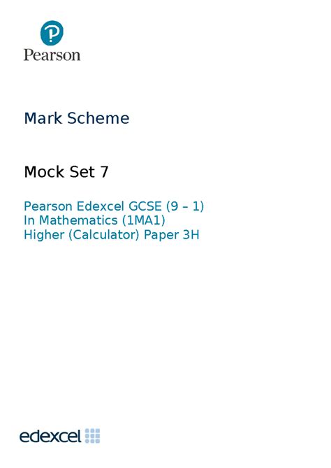 edexcel practice papers maths mark scheme Kindle Editon